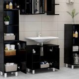 Bathroom Cabinet High Gloss Black 60x32x53.5 cm Engineered Wood - Side View