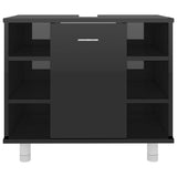 Bathroom Cabinet High Gloss Black 60x32x53.5 cm Engineered Wood - Rear View