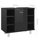 Bathroom Cabinet High Gloss Black 60x32x53.5 cm Engineered Wood - Extra Image