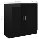 Book Cabinet High Gloss Black 82.5x30.5x80 cm Engineered Wood - Low Angle