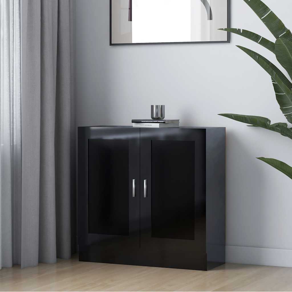 Book Cabinet High Gloss Black 82.5x30.5x80 cm Engineered Wood