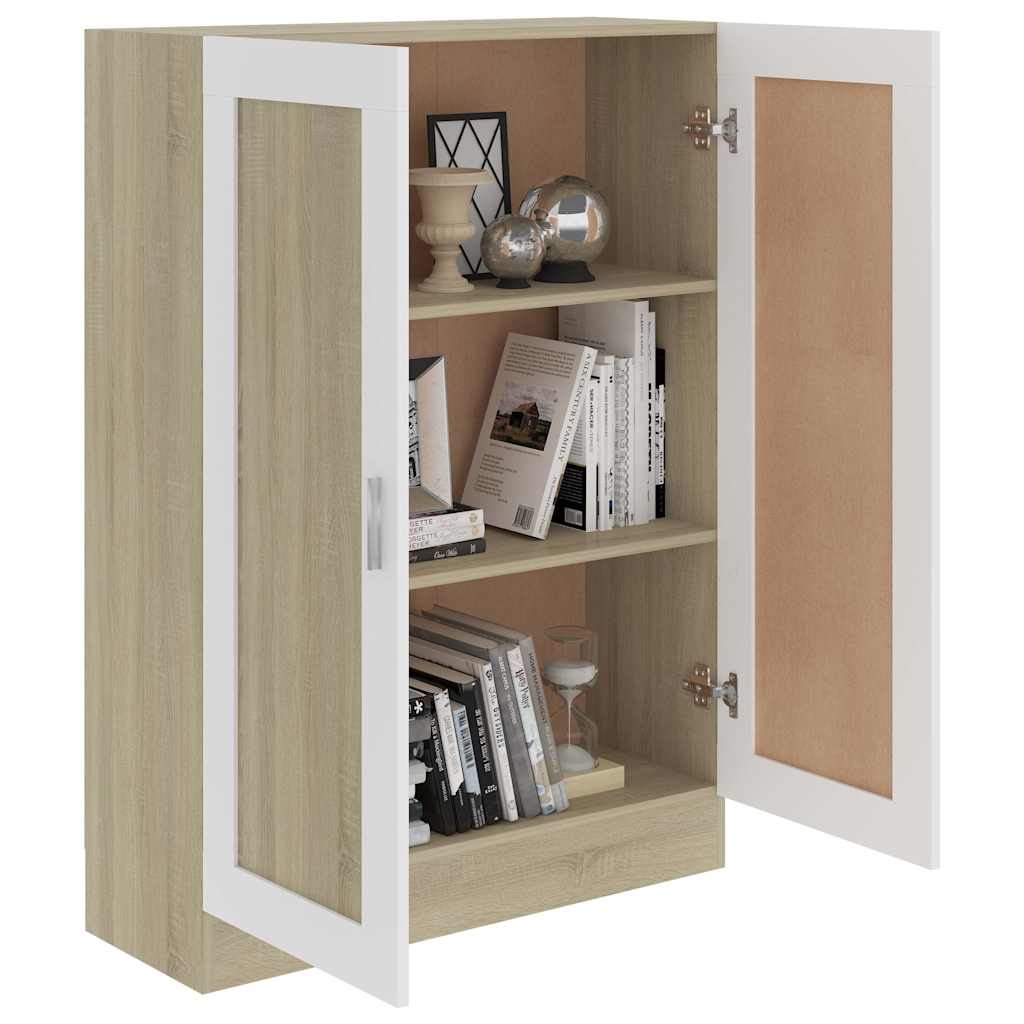 Book Cabinet White and Sonoma Oak 82.5x30.5x115 cm Engineered Wood