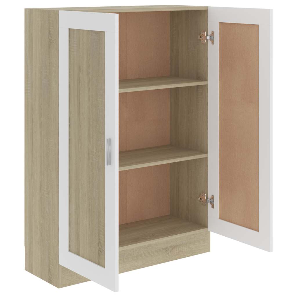 Book Cabinet White and Sonoma Oak 82.5x30.5x115 cm Engineered Wood