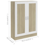 Book Cabinet White and Sonoma Oak 82.5x30.5x115 cm Engineered Wood - Low Angle