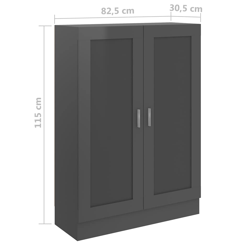 Book Cabinet High Gloss Grey 82.5x30.5x115 cm Engineered Wood