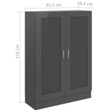 Book Cabinet High Gloss Grey 82.5x30.5x115 cm Engineered Wood