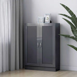 Book Cabinet High Gloss Grey 82.5x30.5x115 cm Engineered Wood