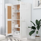 Book Cabinet High Gloss White 82.5x30.5x150 cm Engineered Wood - Side View