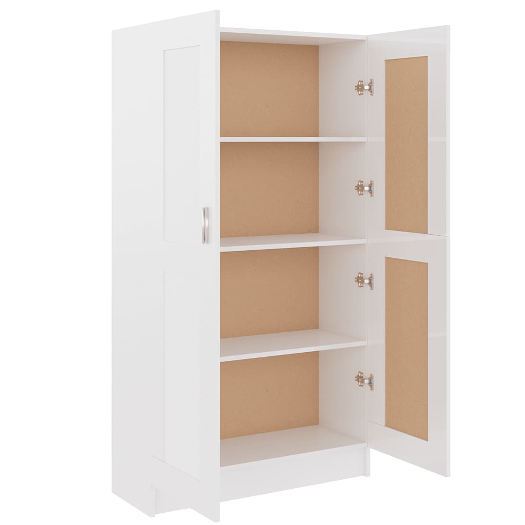 Book Cabinet High Gloss White 82.5x30.5x150 cm Engineered Wood