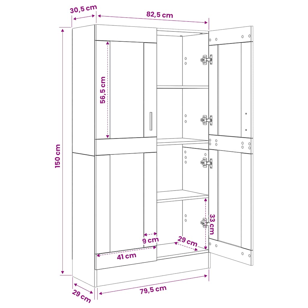 Book Cabinet High Gloss White 82.5x30.5x150 cm Engineered Wood