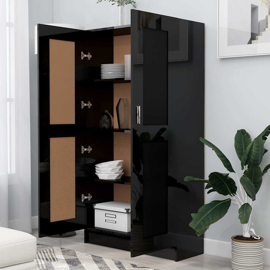 Book Cabinet High Gloss Black 82.5x30.5x150 cm Engineered Wood