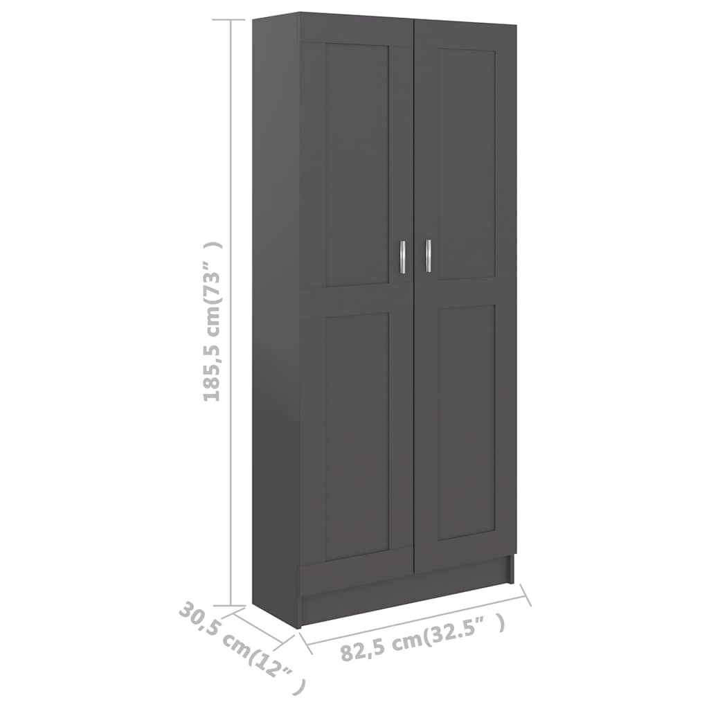Book Cabinet Grey 82.5x30.5x185.5 cm Engineered Wood