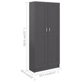 Book Cabinet Grey 82.5x30.5x185.5 cm Engineered Wood - Low Angle