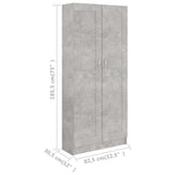Book Cabinet Concrete Grey 82.5x30.5x185.5 cm Engineered Wood
