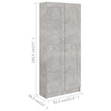 Book Cabinet Concrete Grey 82.5x30.5x185.5 cm Engineered Wood - Low Angle
