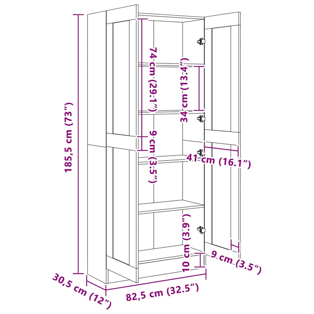 Book Cabinet High Gloss White 82.5x30.5x185.5 cm Engineered Wood