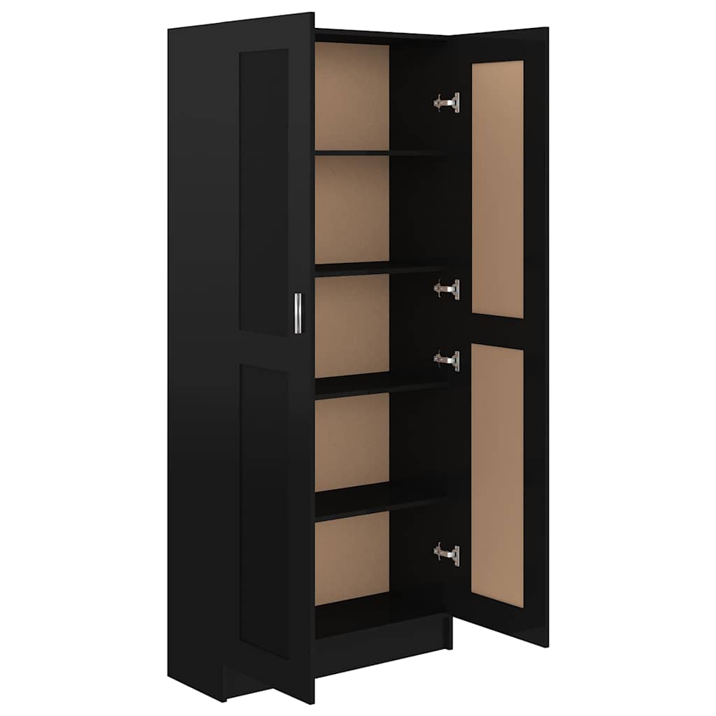 Book Cabinet High Gloss Black 82.5x30.5x185.5 cm Engineered Wood