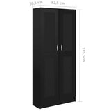 Book Cabinet High Gloss Black 82.5x30.5x185.5 cm Engineered Wood