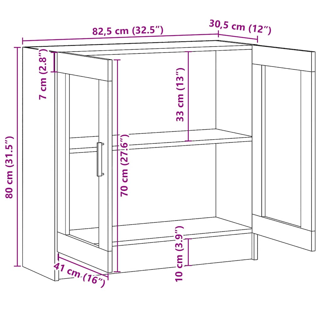 Vitrine Cabinet Sonoma Oak 82.5x30.5x80 cm Engineered Wood