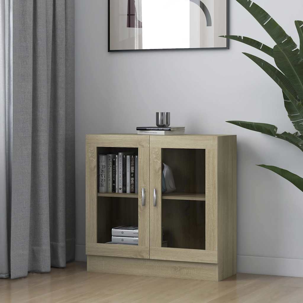 Vitrine Cabinet Sonoma Oak 82.5x30.5x80 cm Engineered Wood