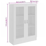 Vitrine Cabinet White 82.5x30.5x115 cm Engineered Wood - Low Angle