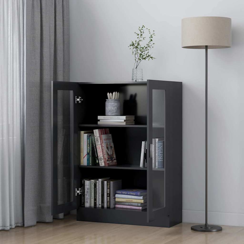 Vitrine Cabinet Grey 82.5x30.5x115 cm Engineered Wood