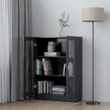 Vitrine Cabinet Grey 82.5x30.5x115 cm Engineered Wood - Side View