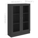 Vitrine Cabinet Grey 82.5x30.5x115 cm Engineered Wood - Low Angle
