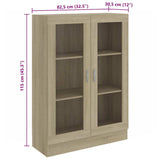 Vitrine Cabinet Sonoma Oak 82.5x30.5x115 cm Engineered Wood - Low Angle