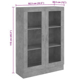 Vitrine Cabinet Concrete Grey 82.5x30.5x115 cm Engineered Wood - Low Angle