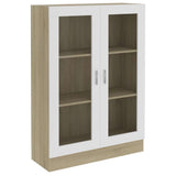 Vitrine Cabinet White and Sonoma Oak 82.5x30.5x115 cm Engineered Wood - Front View