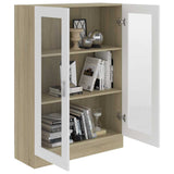Vitrine Cabinet White and Sonoma Oak 82.5x30.5x115 cm Engineered Wood - Top-Down View