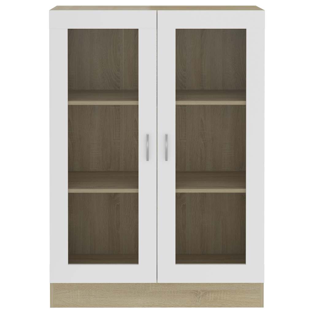 Vitrine Cabinet White and Sonoma Oak 82.5x30.5x115 cm Engineered Wood
