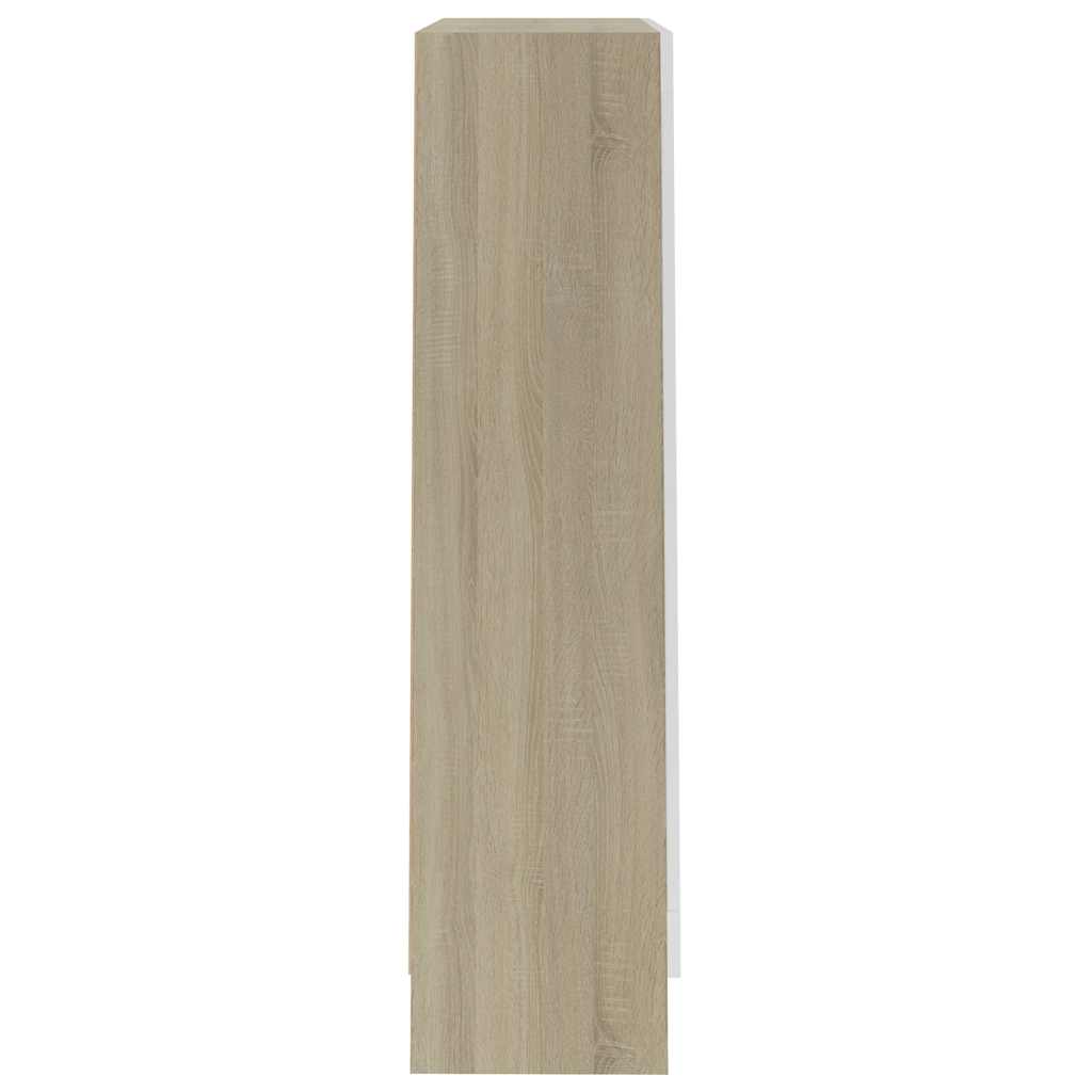 Vitrine Cabinet White and Sonoma Oak 82.5x30.5x115 cm Engineered Wood