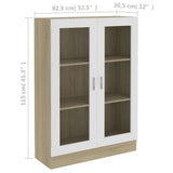 Vitrine Cabinet White and Sonoma Oak 82.5x30.5x115 cm Engineered Wood