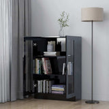 Vitrine Cabinet High Gloss Black 82.5x30.5x115 cm Engineered Wood - Side View
