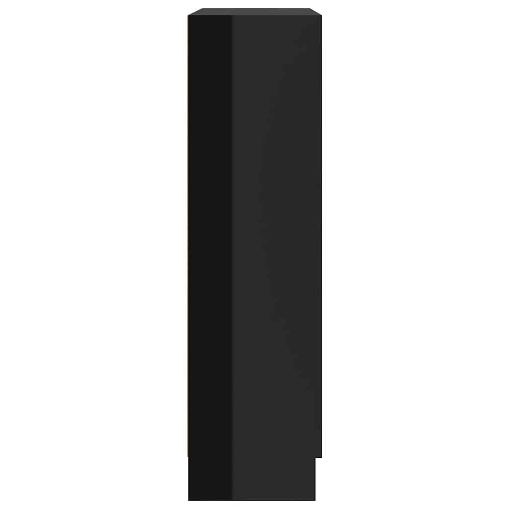 Vitrine Cabinet High Gloss Black 82.5x30.5x115 cm Engineered Wood