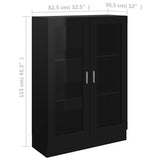 Vitrine Cabinet High Gloss Black 82.5x30.5x115 cm Engineered Wood - Low Angle