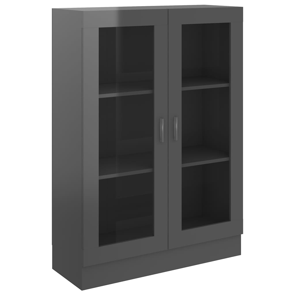 Vitrine Cabinet High Gloss Grey 82.5x30.5x115 cm Engineered Wood