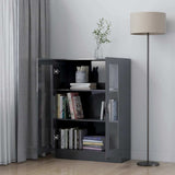 Vitrine Cabinet High Gloss Grey 82.5x30.5x115 cm Engineered Wood