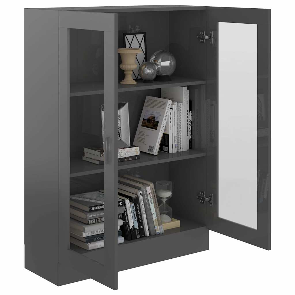 Vitrine Cabinet High Gloss Grey 82.5x30.5x115 cm Engineered Wood