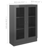 Vitrine Cabinet High Gloss Grey 82.5x30.5x115 cm Engineered Wood - Low Angle