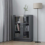 Vitrine Cabinet High Gloss Grey 82.5x30.5x115 cm Engineered Wood