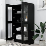 Vitrine Cabinet Black 82.5x30.5x150 cm Engineered Wood - Side View