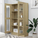 Vitrine Cabinet Sonoma Oak 82.5x30.5x150 cm Engineered Wood - Side View