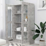 Vitrine Cabinet Concrete Grey 82.5x30.5x150 cm Engineered Wood - Side View