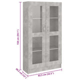 Vitrine Cabinet Concrete Grey 82.5x30.5x150 cm Engineered Wood - Low Angle