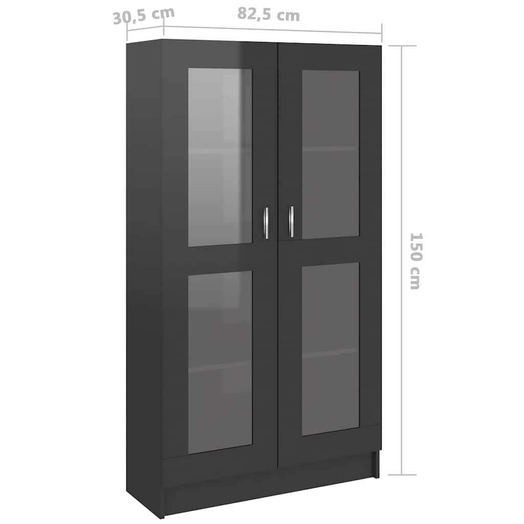Vitrine Cabinet High Gloss Black 82.5x30.5x150 cm Engineered Wood