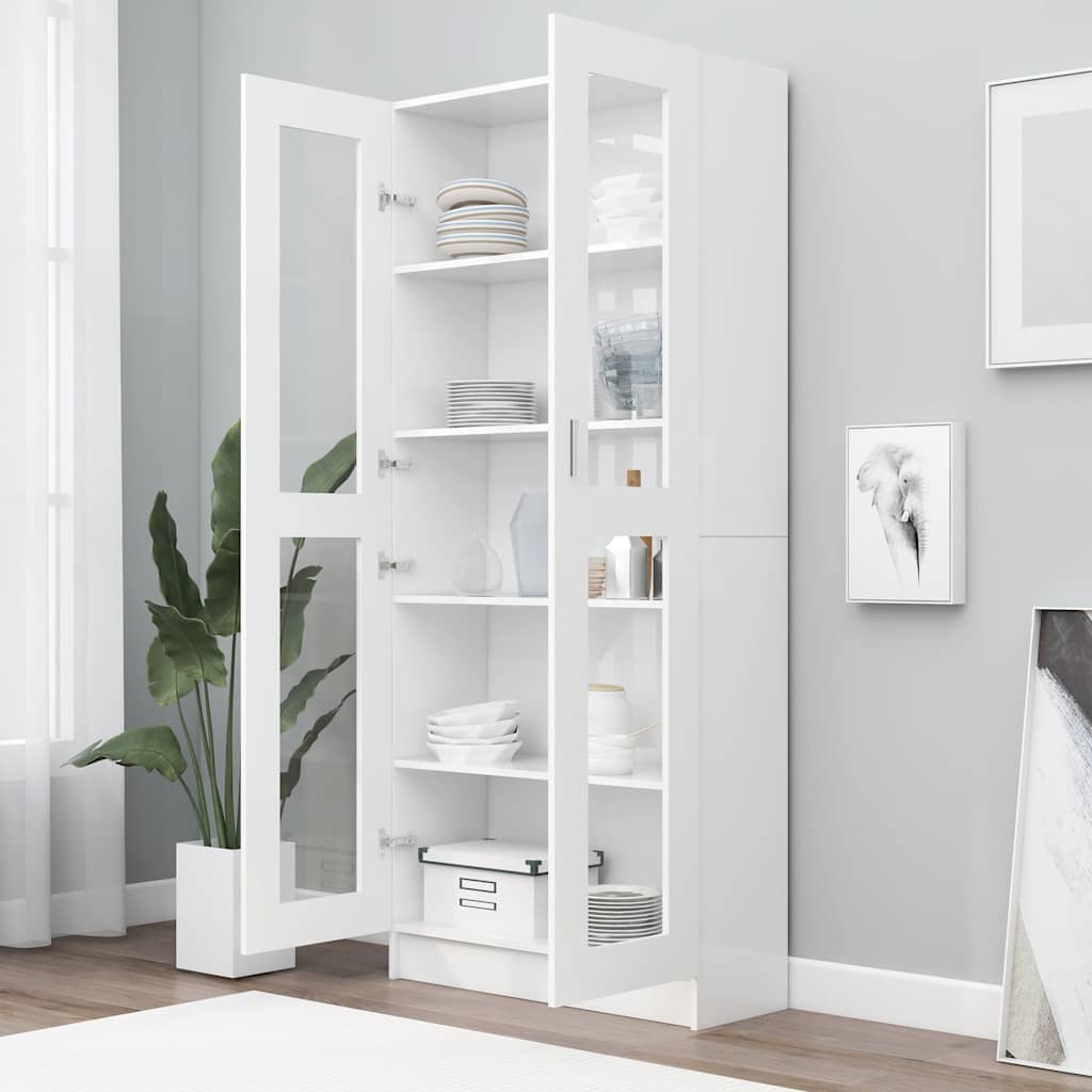 Vitrine Cabinet White 82.5x30.5x185 cm Engineered Wood