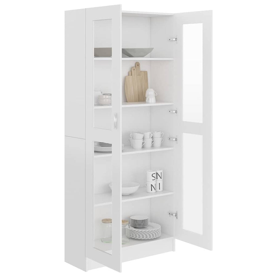 Vitrine Cabinet White 82.5x30.5x185 cm Engineered Wood